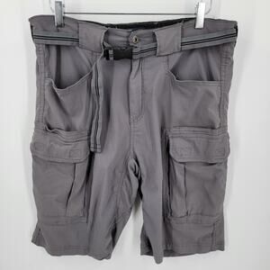 Smith's Work Wear Cargo Shorts Mens 34 Gray Nylon Spandex Belted Pockets